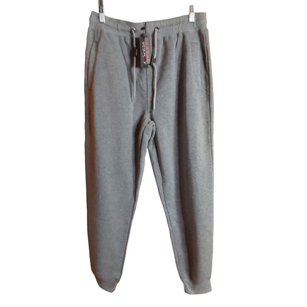 Galaxy by Harvic Mens M‎ Gray Pants Basic Stretch Polyester Slim Fit Joggers NWT